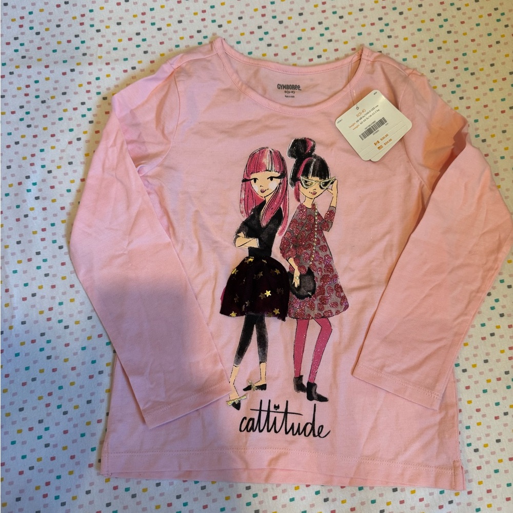 Gymboree Pink Long Sleeve 'Cattitude' Tee